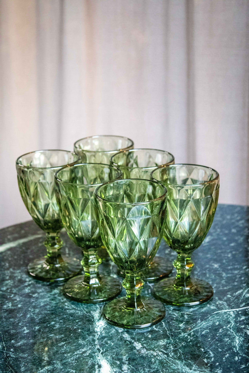 Copas cristal vino verde oliva