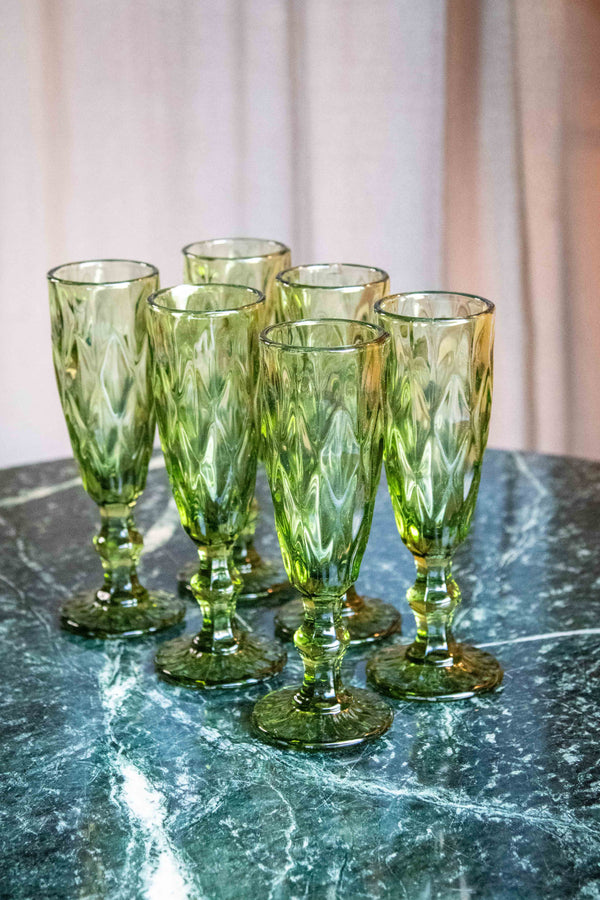 Copas cristal champagne verde oliva