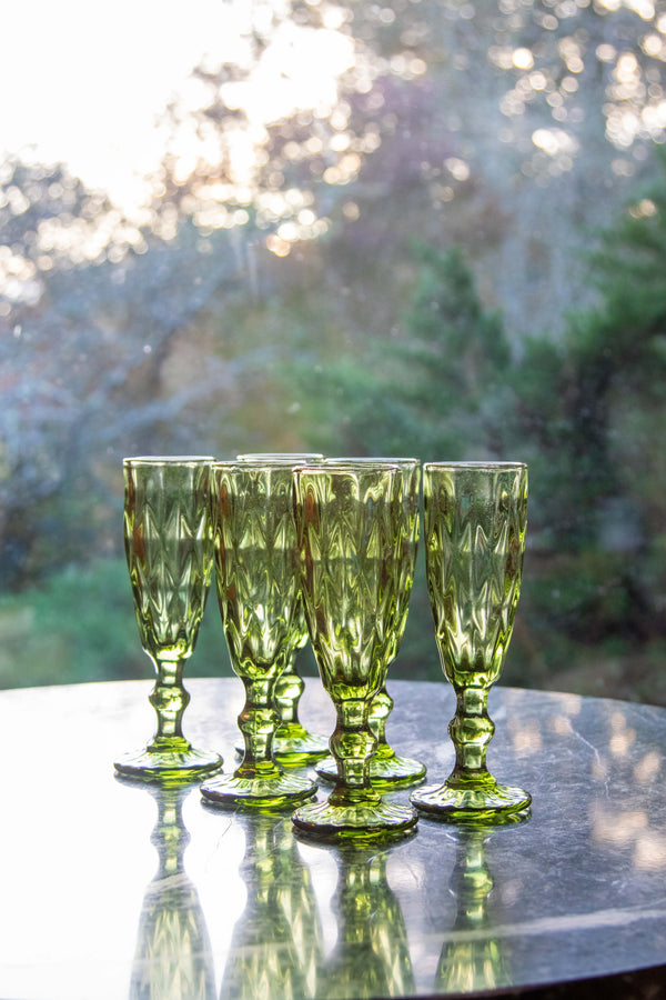 Copas cristal champagne verde oliva
