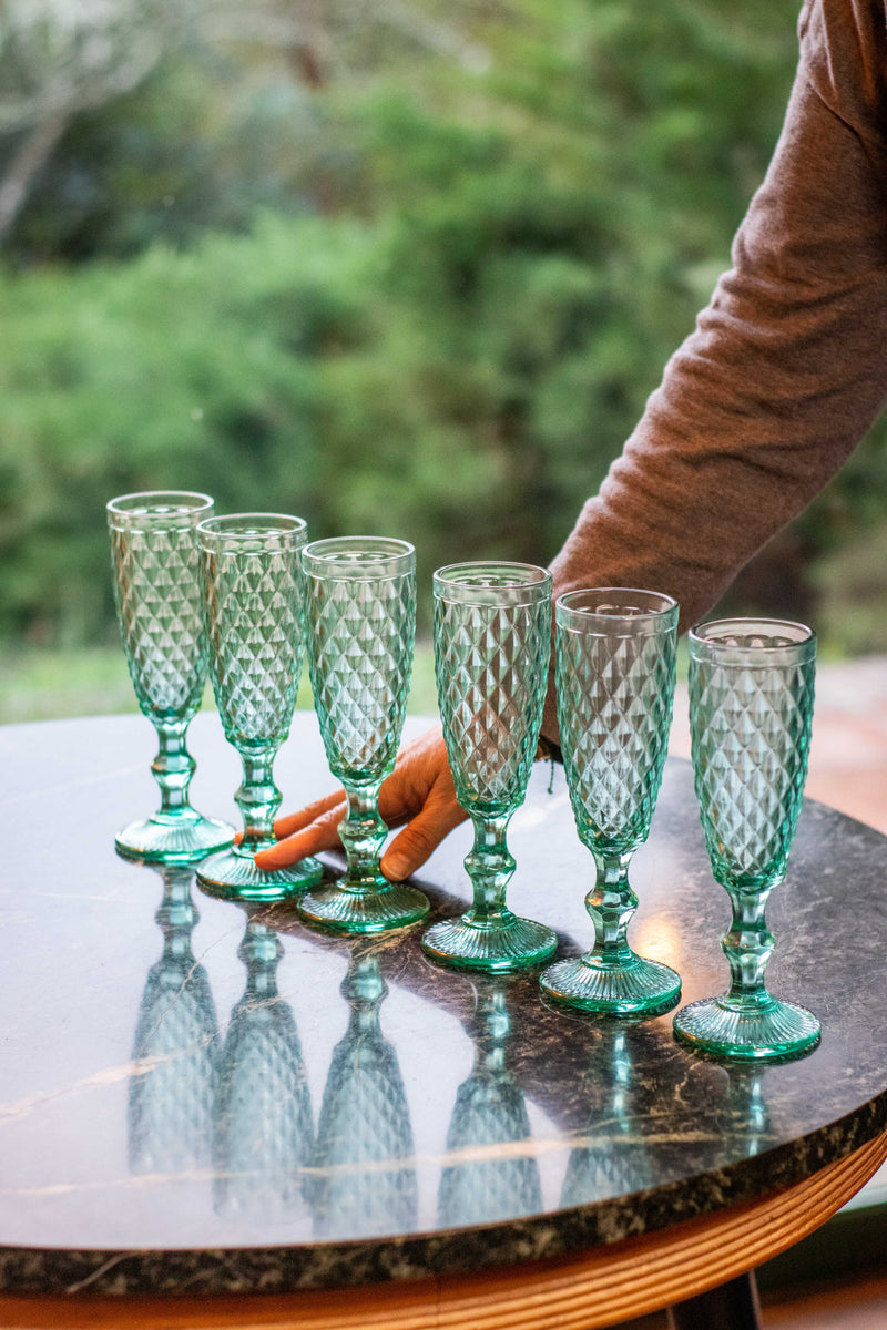Copas cristal champagne verde turquesa