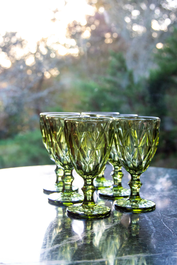 Copas cristal vino verde oliva